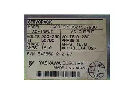 Yaskawa CACR-SR30SZ1SDY230 Servopack