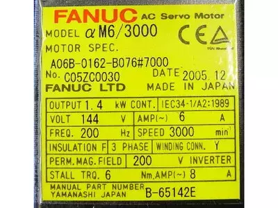 Fanuc A06B-0162-B076 AC Servo Motor 