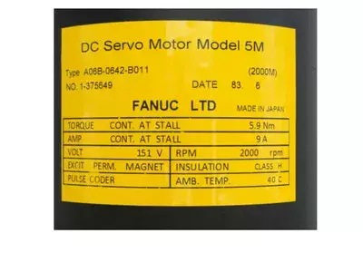 Fanuc A06B-0642-B011 DC Servo Motor Model 5M