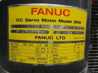 Fanuc A06B-0653-B005 DC SERVO MOTOR 