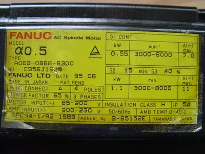 Fanuc A06B-0866-B300 AC Spindle Motor 