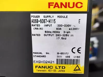 Fanuc A06B-6087-h115 Alpha Power Supply