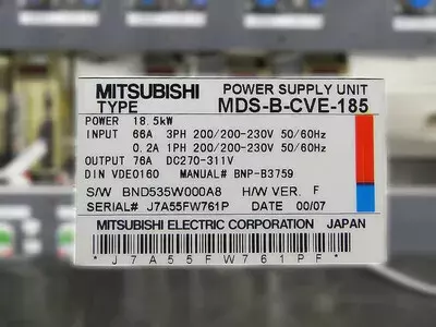 Mitsubishi MDS-B-CVE-185 Power Supply Unit