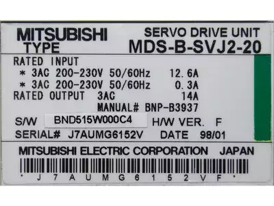 Mitsubishi MDS-B-SVJ2-20 Servo Drive Unit