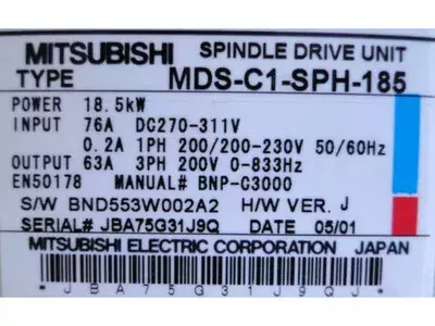 Mitsubishi MDS-C1-SPH-185 Spindle Drive