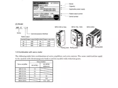 Mitsubishi MR-E-20A AC Servo