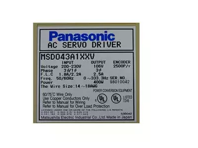 Panasonic MSD043A1XXV AC SERVO DRIVER 