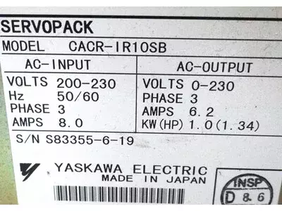 Yaskawa CACR-IR10SB Servopack 