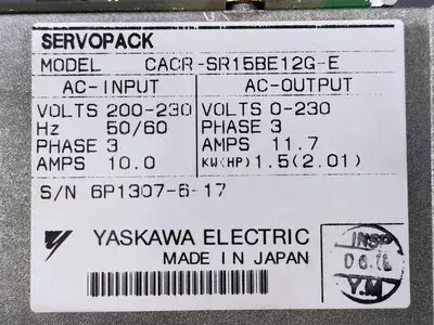 Yaskawa CACR-SR15BE12G-E Servopack 