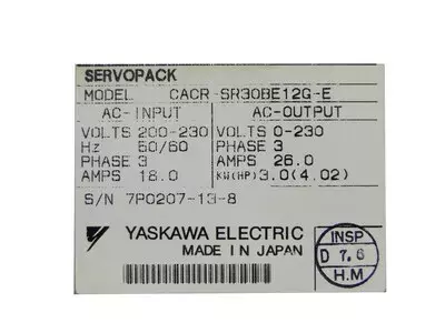 Yaskawa CACR-SR30BE12G-E Servopack 