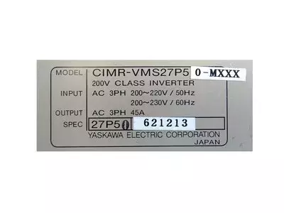 Yaskawa CIMR-VMS27P50-MXXX Varispeed 626VM3 