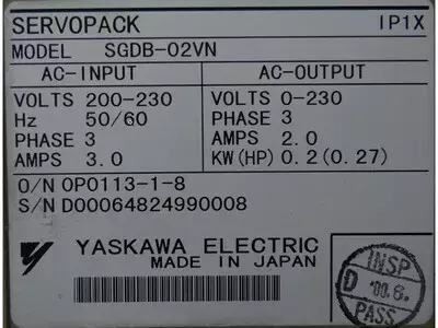 Yaskawa SGDB-02VN Servopack