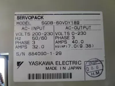 Yaskawa SGDB-60VDY189 Servopack