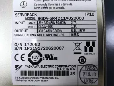 Yaskawa SGDV-5R4D11A020000 Servopack