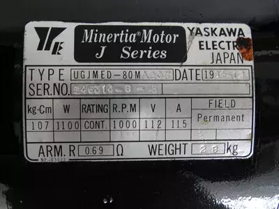 Yaskawa UGJMED-80MA20F AC Motor