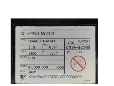 Yaskawa USAGED-13AS20E AC Servo Motor 